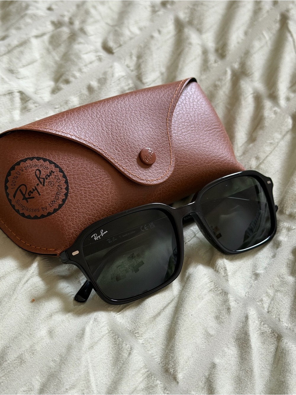Ray-Ban Women's Black Sunglasses with Brown Leather Case